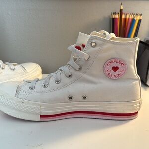 Converse Kids High-Top Sneakers - Cream and Red